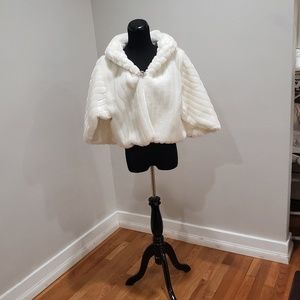 White faux fur sleeved Cape